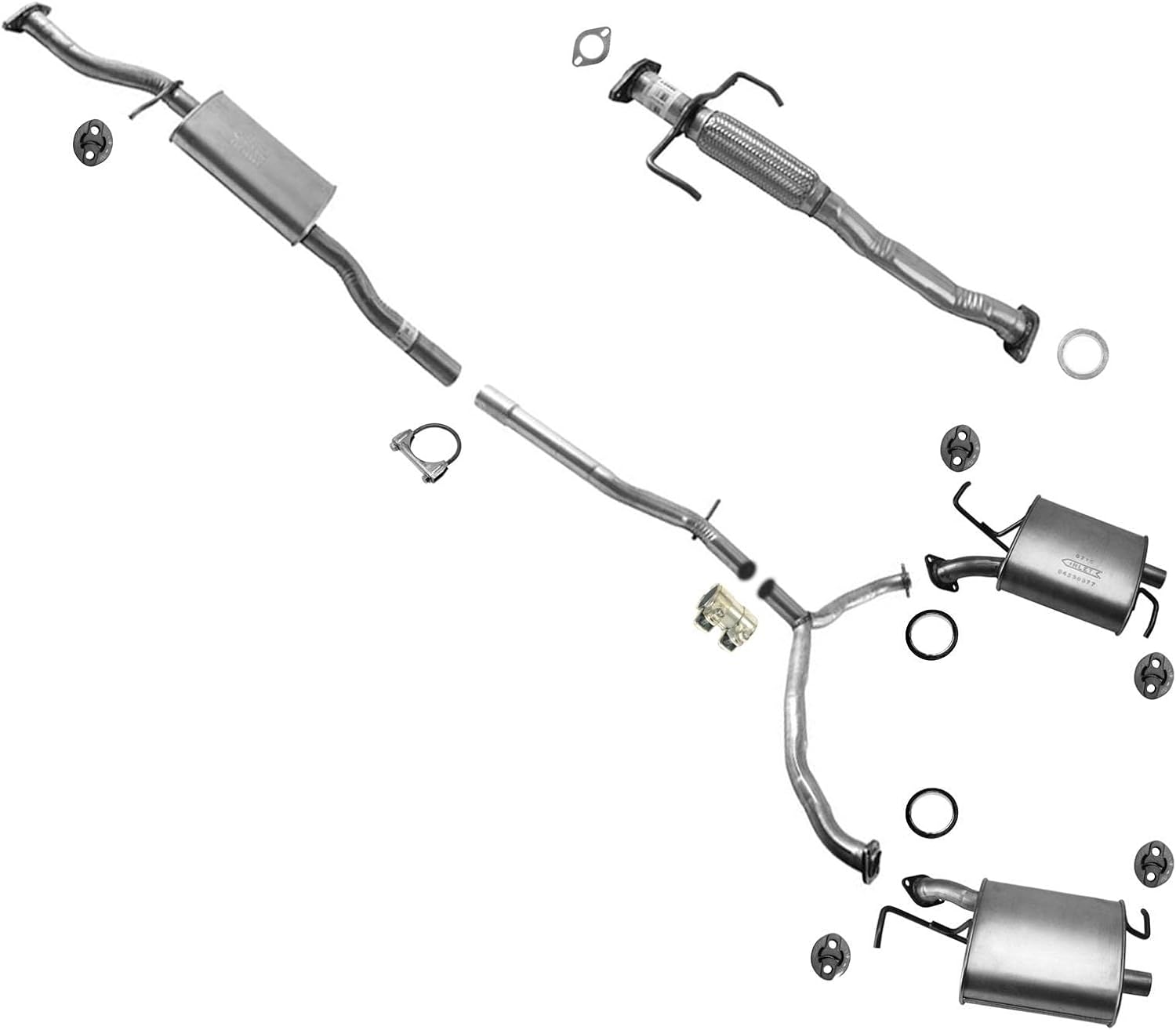 Flex Pipe Resonator Dual Muffler Exhaust System Replacement