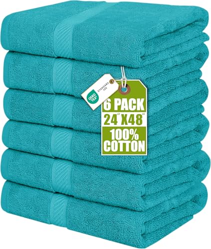 Utopia Towels-Lot de 6 Serviettes de Bain, 100% Coton filé 60 x 120 CM Serviettes légères et très absorbantes à séchage Rapide, Serviettes de pour...