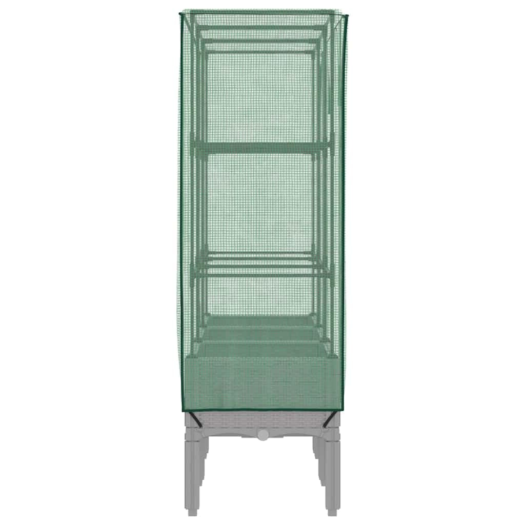Bancal alto con accesorio de invernadero de aspecto de ratán, 120 x 40 x 140 cm, marco de polipropileno con tubo de hierro, cubierta impermeable, ideal como jardinera para balcón y maceta para jardín