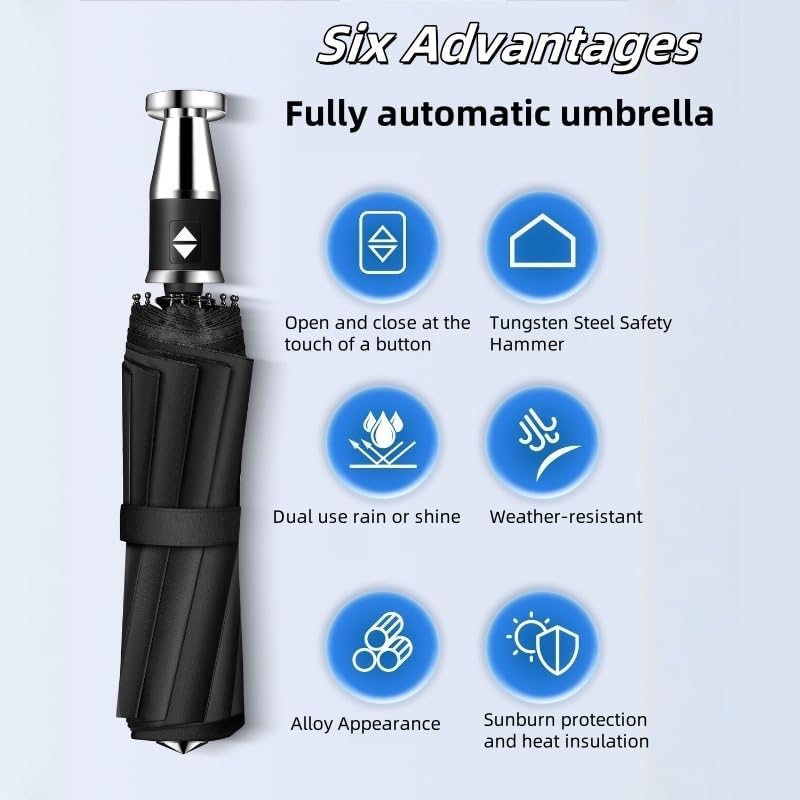 ZHAXI Car Umbrella for Mercedes-Benz AMG GT CL CLA CLC CLE CLK CLS, Portable Automatic Umbrellas Windproof Compact Light Umbrellas Travel Umbrellas with Safety Hammer Umbrellas for Rain and Sun