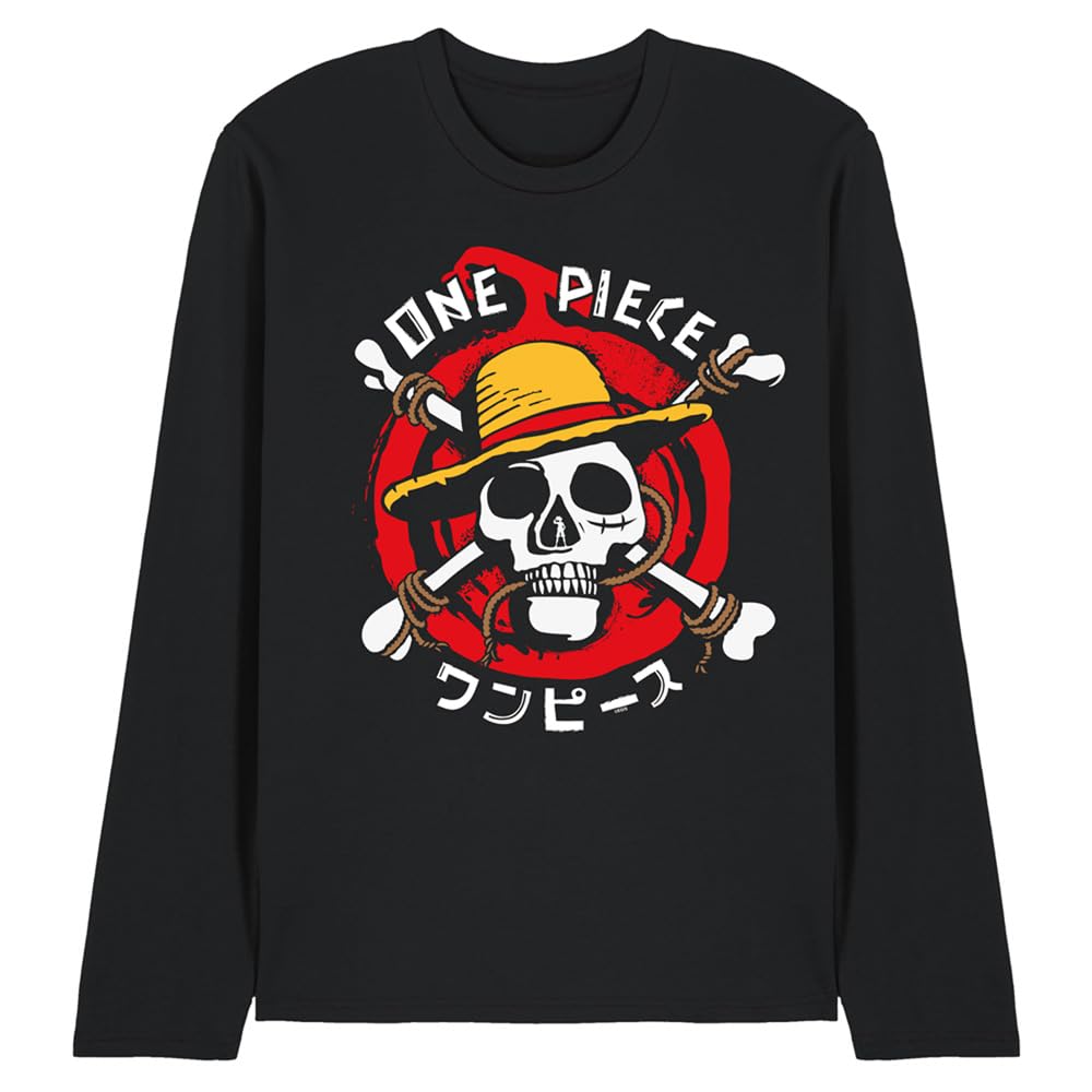 One Piece Devil Fruit Skull Unisex Long Sleeve T-Shirt, Black, Small