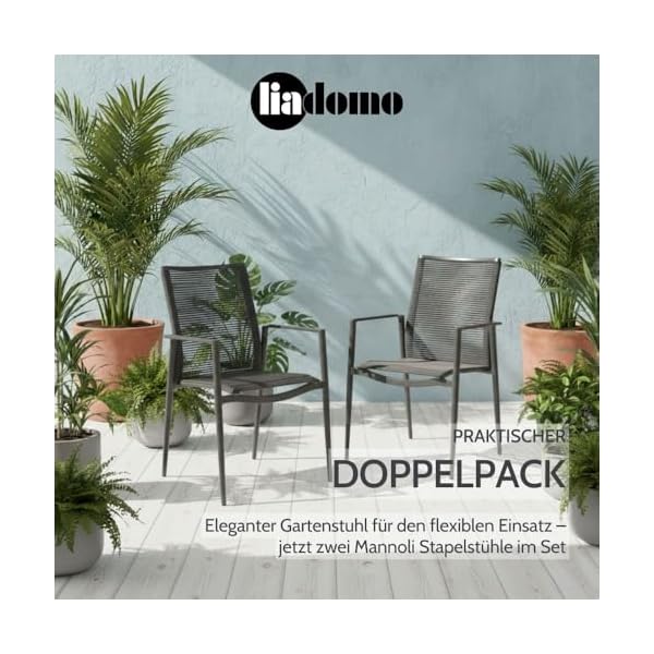 Mannoli Gartenstuhl 2er-Set Aluminium & Rope Anthrazit