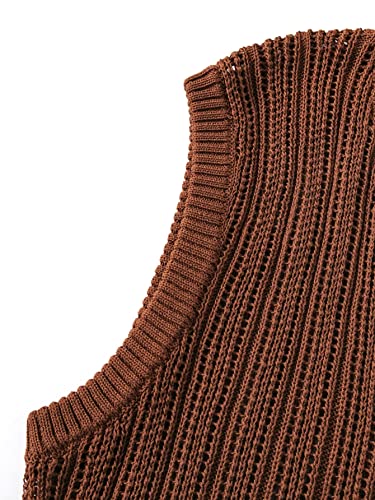 SweatyRocks Men's Casual Solid V Neck Knitted Vest Tank Top Sleeveless Knitwear3