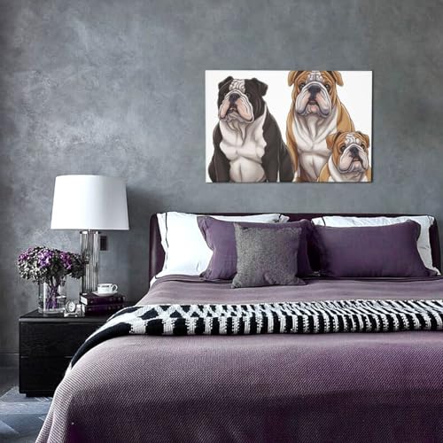 Toile murale bouledogue anglais 30x45 cm pour salon - 4