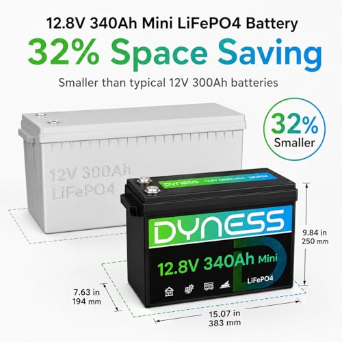 Image of Dyness 12V 340Ah Mini LiFePO4 Lithium Battery, Max.4352Wh, Built-in 200A BMS with Low-Temp Protection,10 Year Lifespan,Supports 4P4S Connection Up to 69.63kWh Perfect for Rv,Home Solar System,Off-Grid