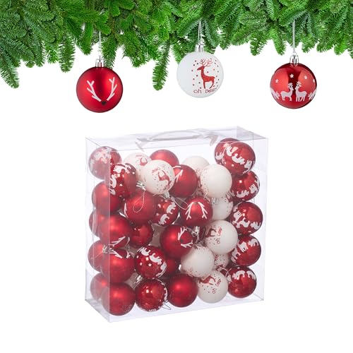 Relaxdays Weihnachtskugeln 50er Set, Kunststoff, Tannenbaumkugeln...