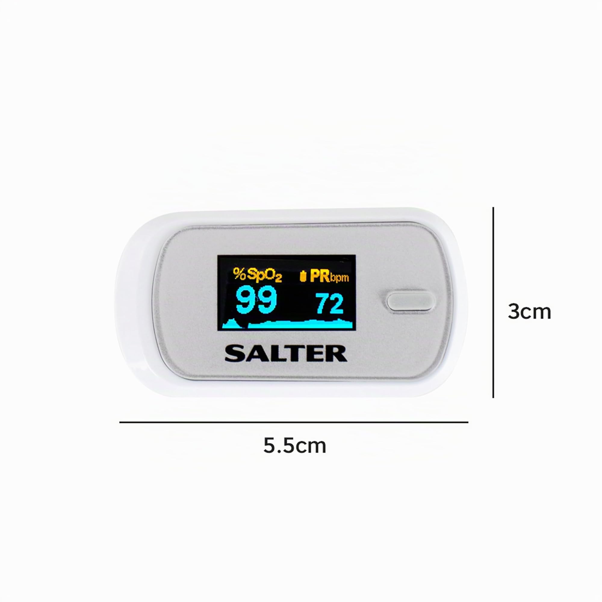 Salter PX-100-EU Pulsioxímetro Para El Dedo De La Colección OxiWatch, Con Lectura Rápida, Producto De Salud, Portátil Y Fácil De Usar, Incluye Un Apagado Automático, Consume Poca Energía