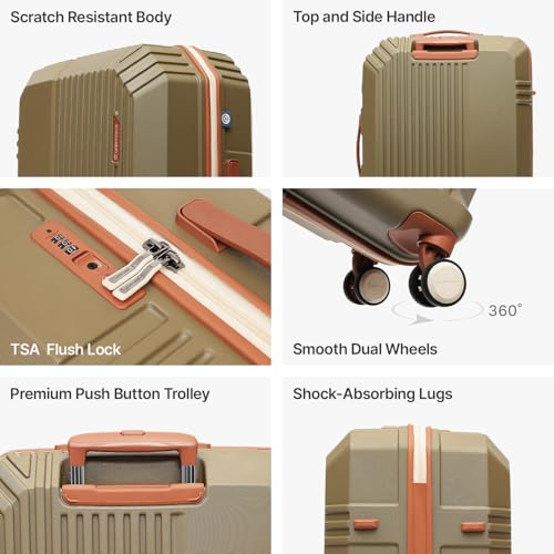 Image of uppercase Vector (Large) 75cm, Check-in Sustainable Trolley Bag, Hardsided Anti-Scratch 8 Wheel Double Spinner Luggage, TSA Lock & Anti-Theft Zippers, Suitcase for Unisex, 2000 Days Warranty (Brown)