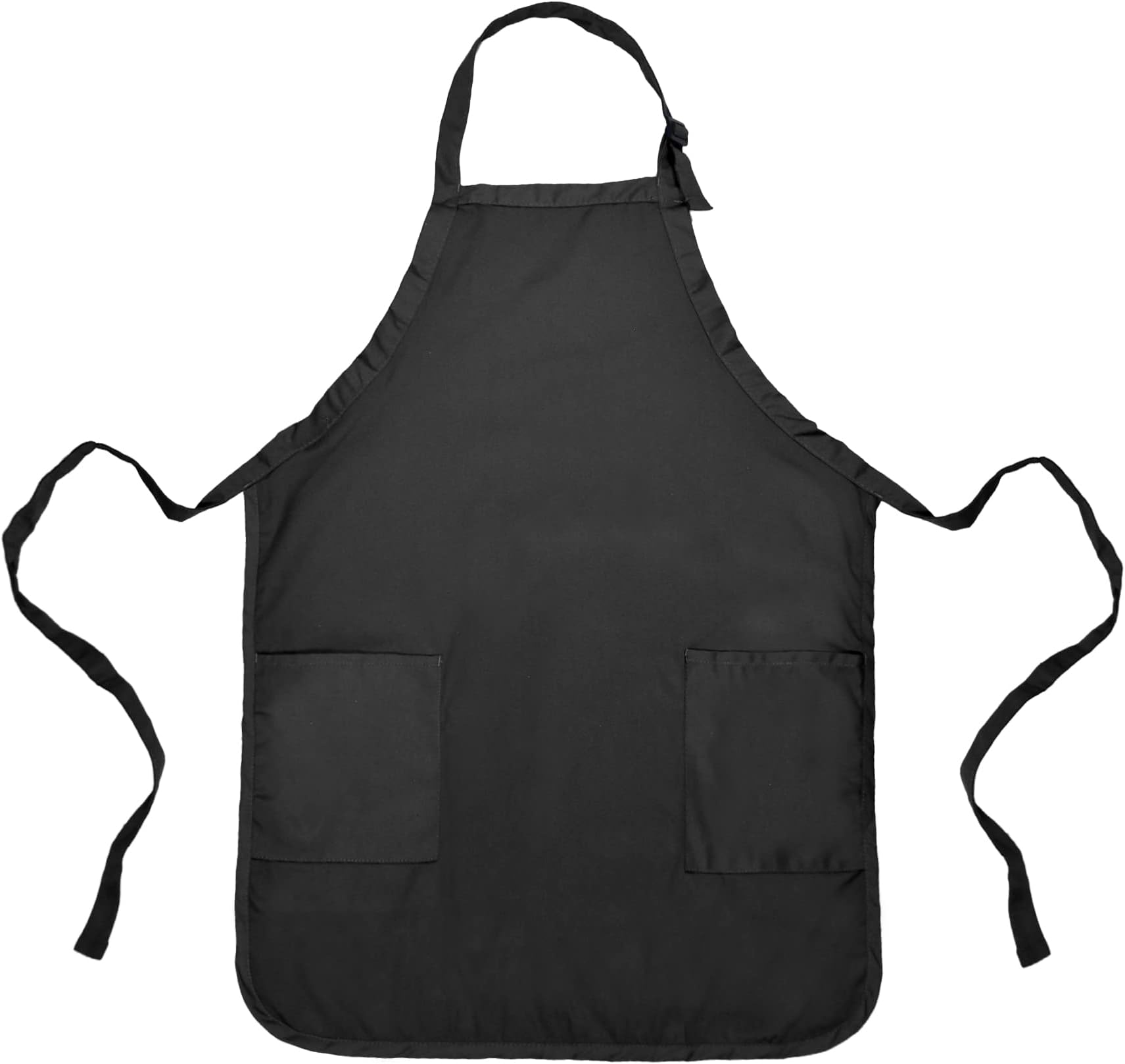 DALIX Apron Commercial Restaurant Home Bib Spun Poly Cotton Kitchen Aprons (2 Pockets) in Black