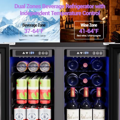 Image of 24 Inch Dual Zone Wine and beverage Refrigerator, Holds 90 Cans & 21Bottles