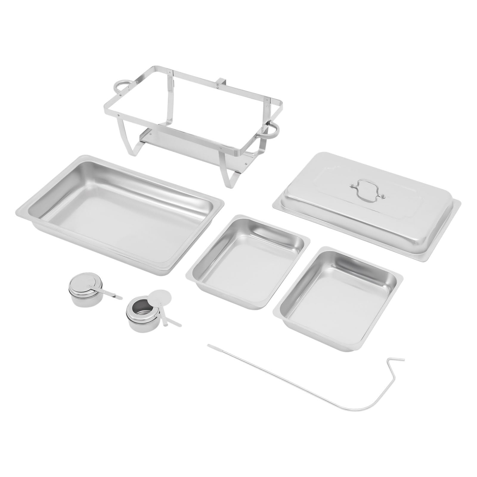 Set da buffet in acciaio inox da 9 l, scaldavivande con coperchio e 2 contenitori per combustibile, scaldavivande per feste, catering e feste di famiglia