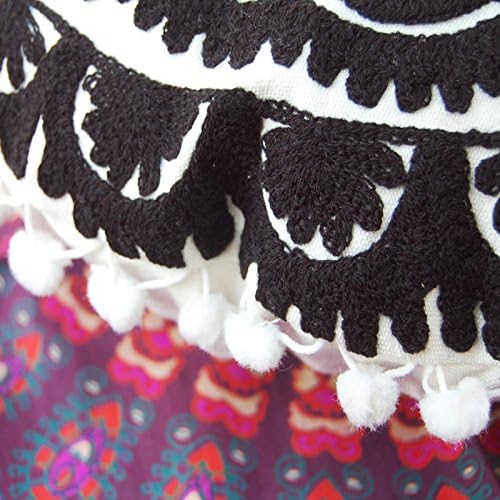 Miniatura 4 de Almohada redonda Suzani bohemia, fundas de cojín bordadas de 16 pulgadas, fundas de almohada decorativas, cojines indios con pompones para