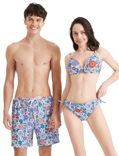 PATPAT Matching Hawaiian Swimsuits for Couples Two Piece Bikini Sets or Swim Trunks Summer Beach Vacation Swimwear