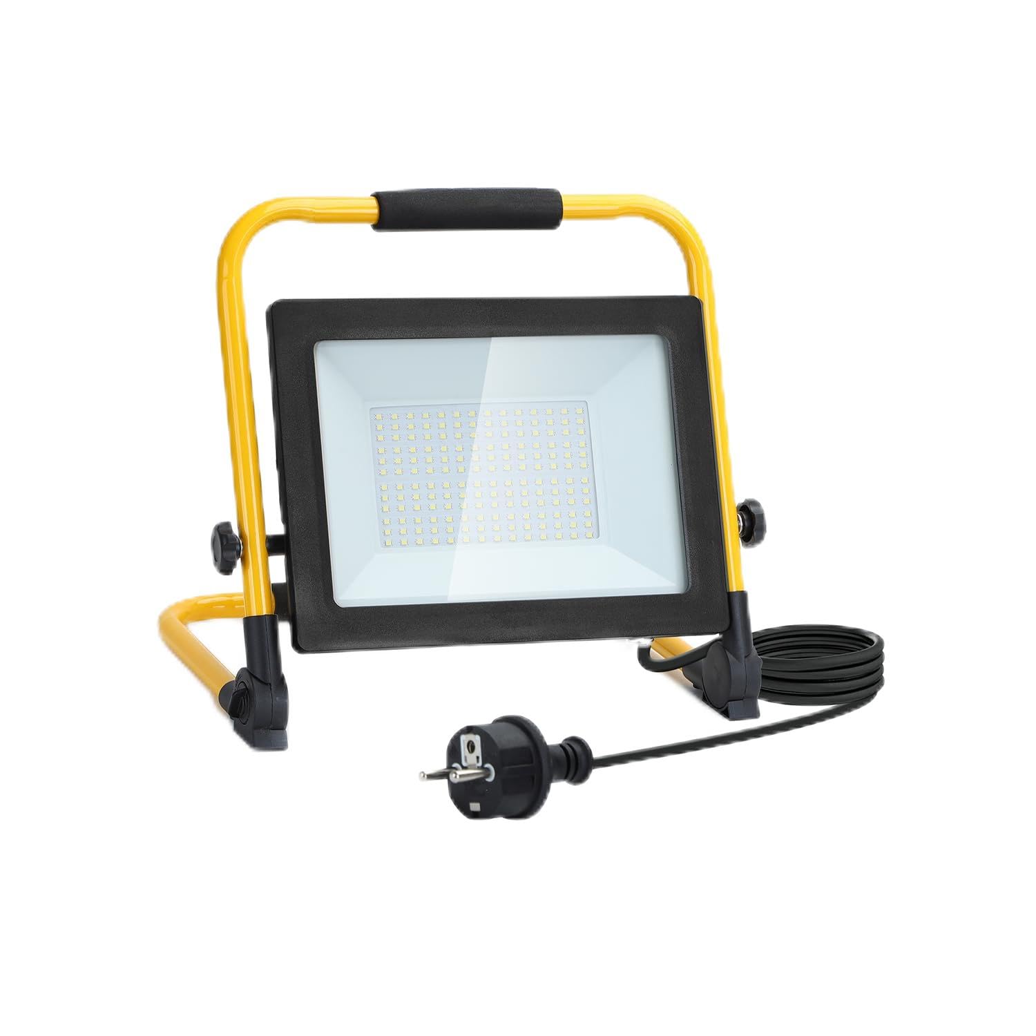 Foco LED portátil 100W 8800lm 6500K IP65, ideal para iluminación exterior y eventos, resistente al agua y de alto rendimiento.