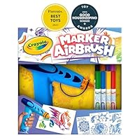 Crayola Marker Airbrush Spray Art Kit, Battery-Powered Sprayer with 8 Washable Markers & 5 Stencils, Holiday for Kids, DIY Craft Set, Ages 6+