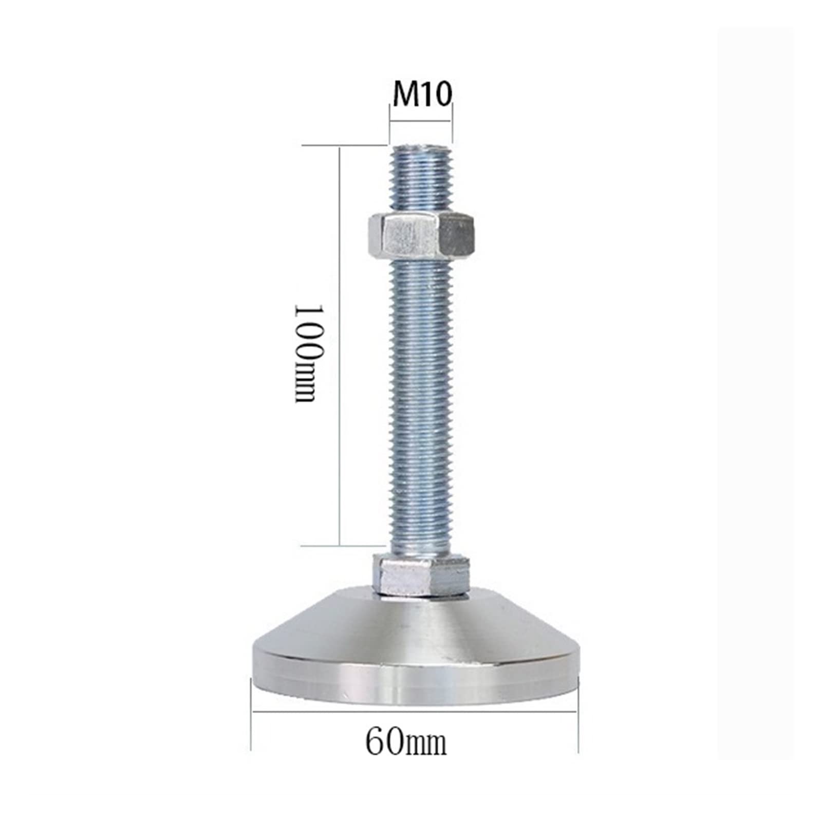 Piedini a Vite di livellamento, livellatore a Pedale Regolabile da 2,4" in Acciaio al Carbonio for impieghi gravosi for macchinari for mobili, 4 Pezzi (Size : D60*M10*L50mm)