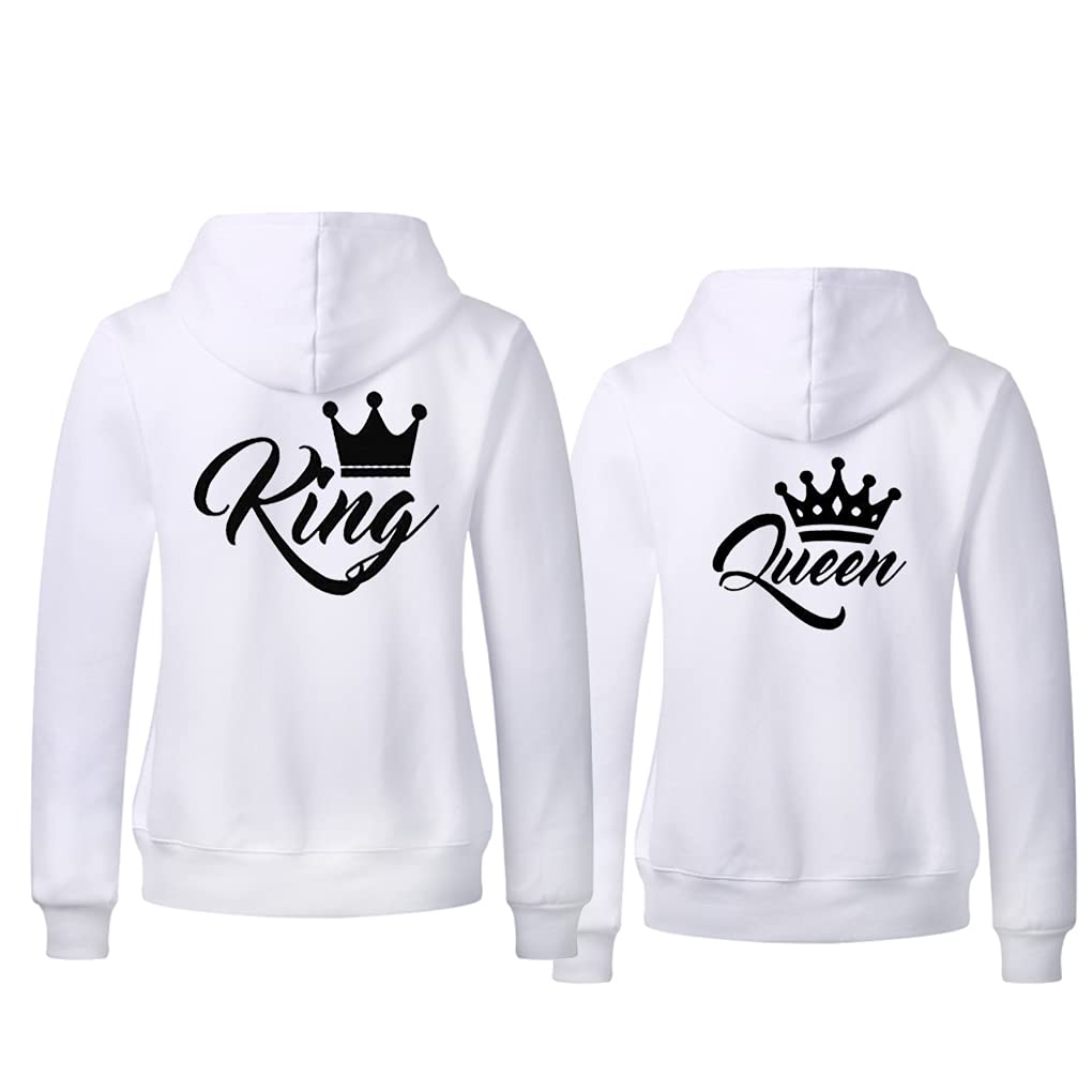 Tuta Sportiva 2 Pezzi King Queen Pullover Felpa con Cappuccio Coppia Tuta da Jogging Tuta per Il Tempo Libero Felpa con Cappuccio e Pantaloni Set per Coppie