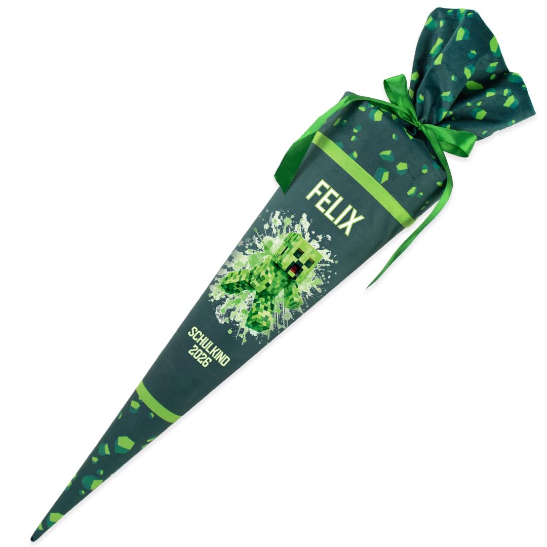 Deine Schultüte aus Stoff Kuschel Velvet 85 cm personalisierbar mit Wunschname Jungs Monster