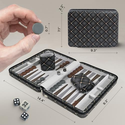 Juego de Backgammon Magnético de Viaje en PU 14" miniatura 3
