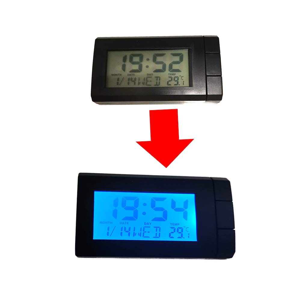 Horloge Voiture Thermomètre LCD - Affichage Température Et Heure - Rétroéclairage - Pour Tableau De Bord