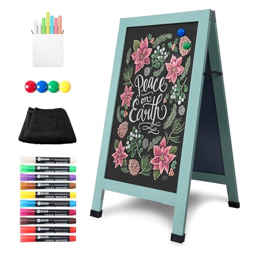 SELEAD Magnetic A-Frame Chalkboard Signs - 40" x 20", Green Solid Pine Wood