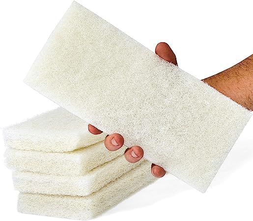 Image of Commercial Light Duty White Scrub Pad - 4.6 inch x 10 inch Non-Abrasive Cleaning Pad for Delicate Surfaces, Kitchen, Bathroom, Glass & More (2)