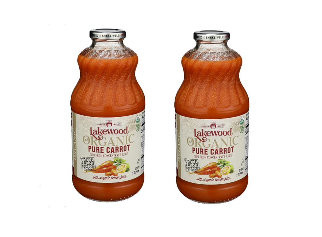LakewoodOrganic Pure Carrot with Added Organic Lemon Juice 32 Oz (Pack of 2)USDA Organic