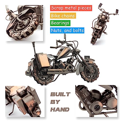 Qirloeu Motorcycle Gifts For Men Unique, Birthday Gifts For Men & Women Riders, Vintage Home Office Decor, Scrap Metal Motorcycle Art #TOP12