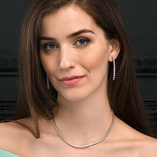925 Sterling Silver Tennis Necklaces for Women, Stunning Statement Necklace with Round Cubic Zirconia Stones, Tennis Chain Necklace in 925 Silver with Gift Box3