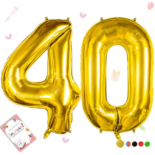 Smlpuame Globo Número de 101 CM 0 9 Dorado Número Grande Numero 40 Globo Cumpleaños, Globo 0 Dorado para La Boda Aniversario, Cumpleaños Fiesta Decoración, Vuelan con Aire o Helio