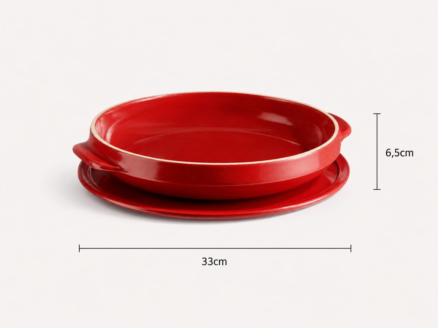 Emile Henry Set Tarte Tatin 29 cm – Moule et Plat de Service en Céramique Rouge Grand Cru – Caramel Parfait et Démoulage Facile – Fabriqué en France