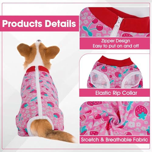 Image of BRKURLEG Small Dog Recovery Suit After Spay, Back Zipper Post Surgery Suit for Dogs & Cats, Abdominal Wound Protection, Soft Anti-Licking Puppy Surgical Onesie Pajamas, Cone Alternative, L