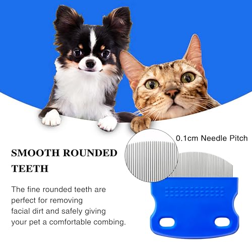 2 Pack Professional Eye Comb For Pets,Stainless Steel Tear Stain Remover,Flea Lice Comb,For Cats & Dogs,Gentle Round-Head Grooming Tool,Precisely Removes Stains, Dirt And Debris From The Eye Area - Image 3