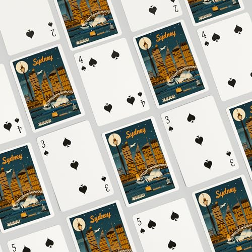 Baraja de Poker Sydney Australia Retro Skyline 52 Cartas miniatura 4