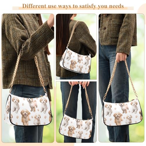 Clutch Shoulder Bags Tote Evening Purse Handbags for Women Yorkshire Terrier Dogs Hobo Bags with Zipper Closure 5