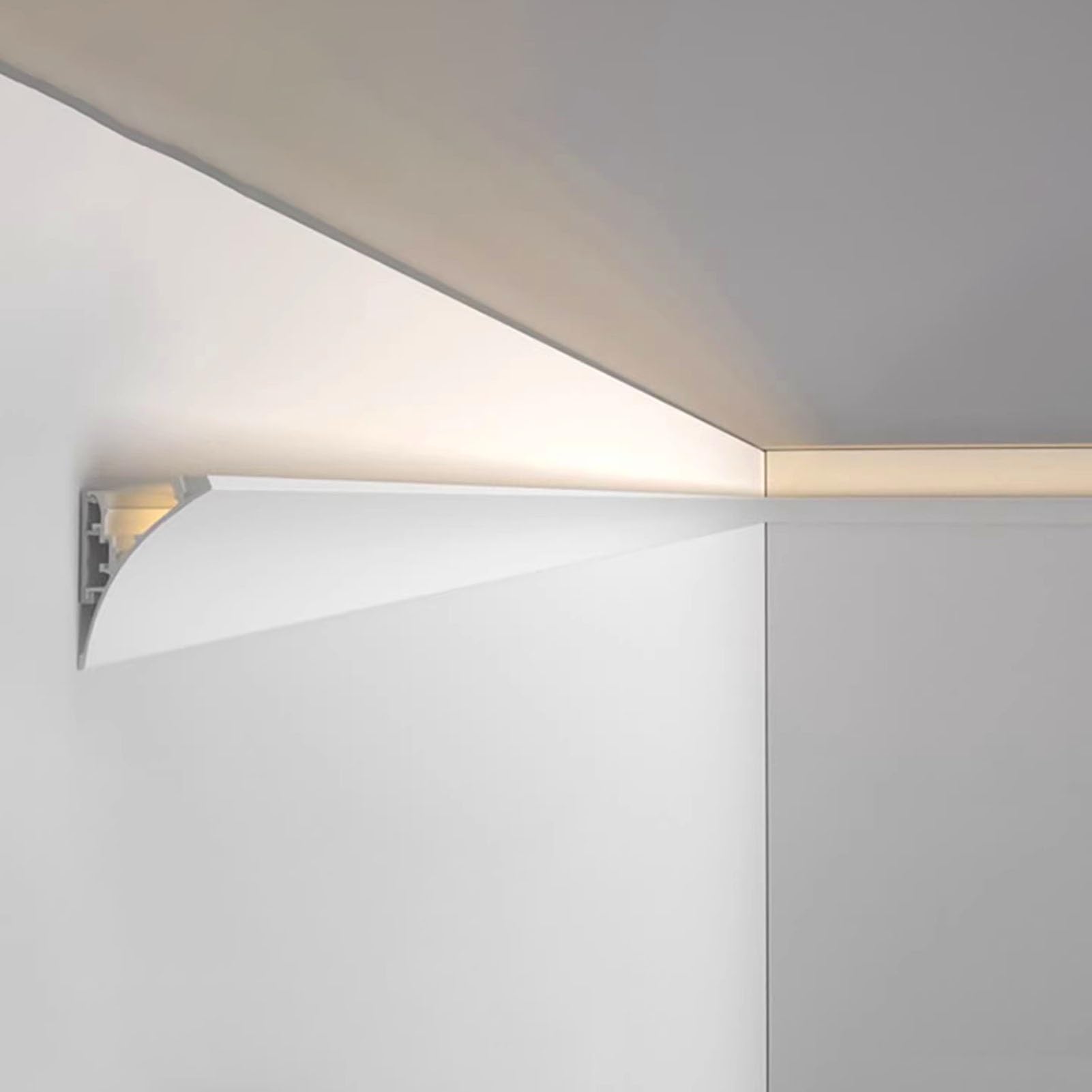 LYMSXAZOU Aluminum LED Strip Light Channel for Baseboard & Crown Molding 25m/82ft Indirect Ceiling Lighting Modern Home Decor EnergyEfficient Mounted