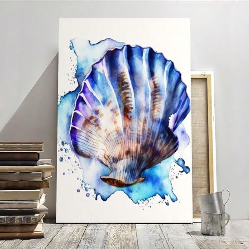 Toile aquarelle coquillages pour salon élégant et ambiance marine moderne