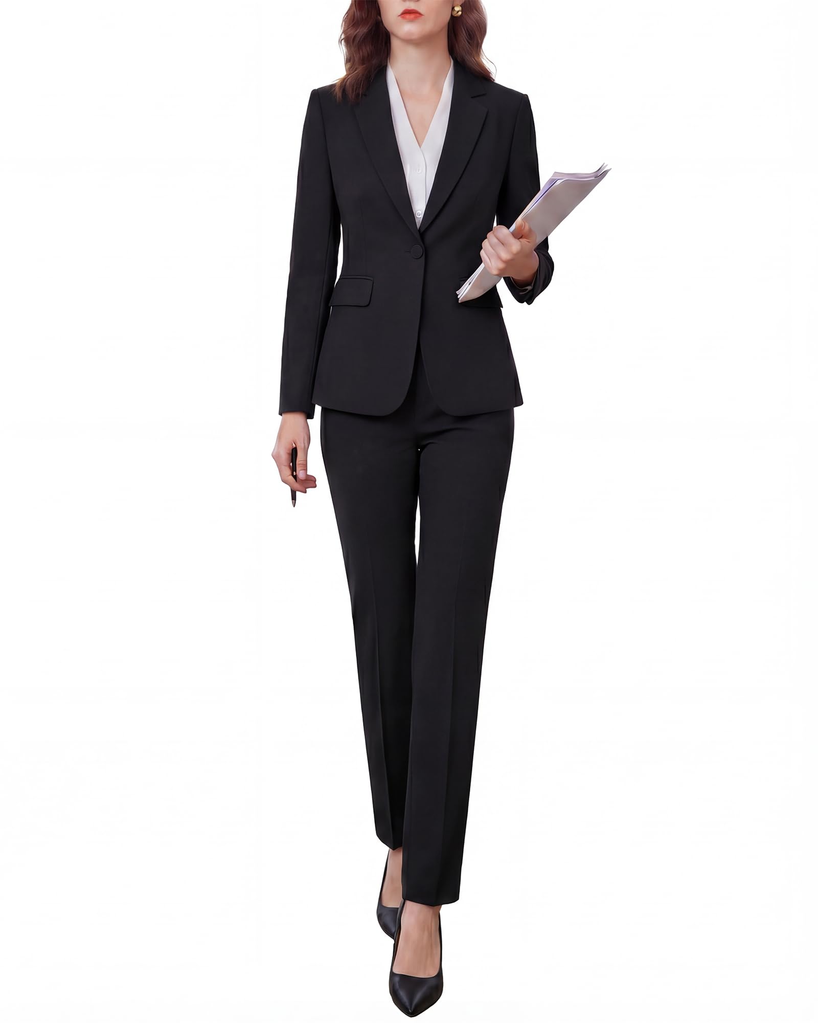 Women's 2 Piece Pants Suit Wrinkle-Free