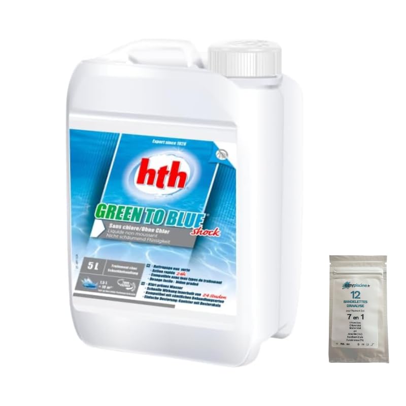 HTH Green to Blue Shock - Rattrapage Eau Verte - 5 l. + 12 Tests OFFERTS 7 en 1