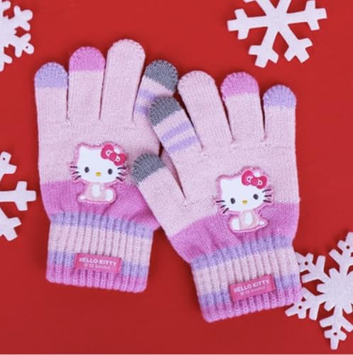 Bandal & Neoul Kitty's Winter Stripes Gloves - Winter Accessory for & Little Girls - Officially Licensed Product4