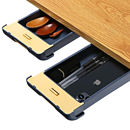 Desk Pencil Drawer Organizer with Buckle, Large Capacity Pop-Up Student Storage Hidden Desktop Drawer Tray, Great for Office School Home Desk (2-Pack)