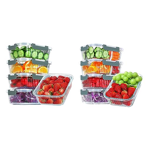 5 Pack 36 oz Glass Meal Prep Containers with Lids, BPA-Free - for Food Storage