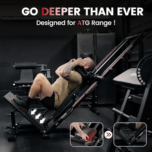 GMWD Leg Press Hack Squat Machine Combo, Leg Exercise Machine with Linear Bearing, 45-Degree Lower Body Special with Weight Storage for Quads, Hamstring, Glutes, Calves, Home Gym Leg Day Equipment - Image 4