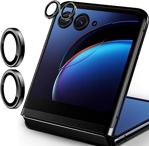 Ltezixal [2-Pack Camera Lens Protectors for Motorola Razr 40 Ultra, Scratch-Resistant HD Clarity Ultra-Thin Tempered Glass Camera Cover with Aluminum Edging,Individual Metal Lens Cover,Black