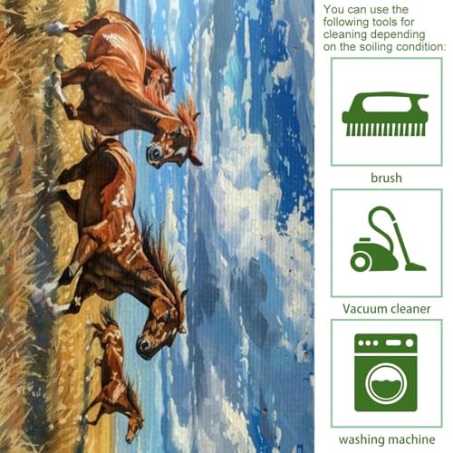 Alfombra de cocina de caballo en pradera VAPOKF lavable y antideslizante 5