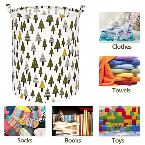 Image of Collapsible Kids Laundry Basket Clothes Hamper, Foldable Storage Organizer Bin, Toy Clothes Storage with Handles for Boys Girls Bedroom, Room Decor Christmas Tree
