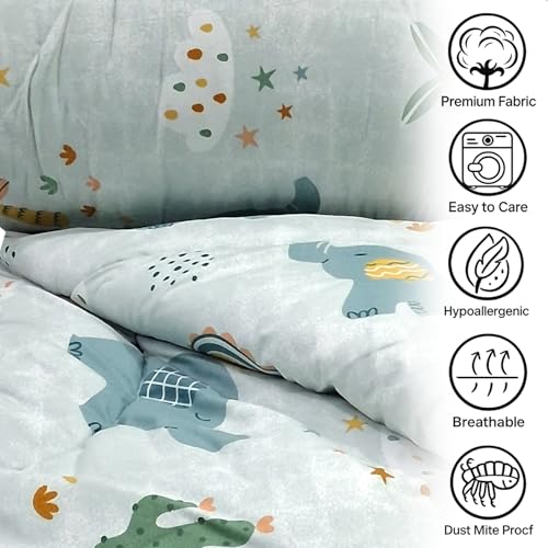Image of MORADO Glace Cotton AC Comforter /Blanket /Quilt for Double Bed | Ultra Soft & Lightweight | All Season Reversible Comforter | Cozy Bedding for Home & Hotel | Size 90x100 Inches,Baby & Elephants,Double