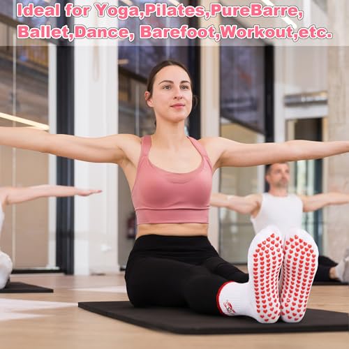 Image of Jspupifip Cute Pilates Socks for Women | Non Slip Yoga Socks with Grips for Barre Workout Athletic Hospital
