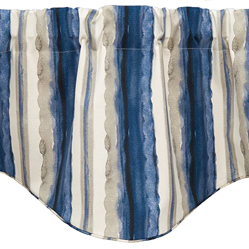 Valance Curtains, Valances for Windows, Kitchen Window Treatments or Valances for Living Room - Swag Curtains, Attractive Beach Theme Kitchen Curtains Nautical Coastal Stripe Valences 53” x 18” - Image 3