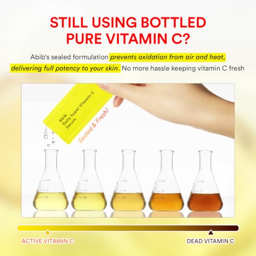 Image of Abib Hyper Vita Shot 28 Days Program (Serum & Powder) 1.42fl.oz.,0.03oz (42ml+0.8g) | 10% Vitamin C Serum Individual Daily Pouches with Weekly Booster Powder, Ascorbic Acid, Korean Skin Care